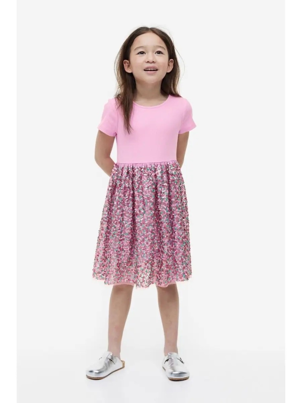 H&M Girls Pink Sequin Party Dress Size 6X/7